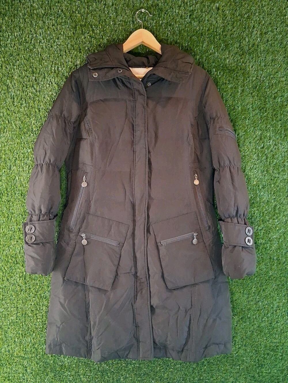 Calvin Klein Women's Puffer Jacket 8P Petite Dark Brown Duck Down Coat CW11L344